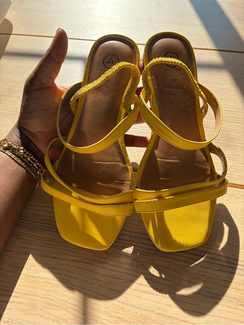 Addition Elle Yellow Strappy Square-Toe Sandals